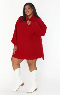 Chester Sweater Dress ~ Holly Red Knit(XS)