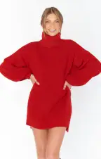 Chester Sweater Dress ~ Holly Red Knit(XS)