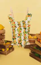 Madeline One Piece ~ Citrus in Georgia Rib(0-3M)