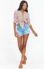Kimmy Tie Top ~ Rainbow Fields(XS)