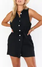 Milano Romper ~ Black Linen(XS)