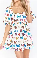 Smitten Babydoll Dress ~ Butterflies in my Eyes(XS)