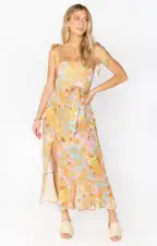 Claire Midi Dress ~ Groovy Blooms