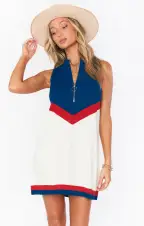 Zoe Zip Dress ~ USA Chevron Knit(XS)