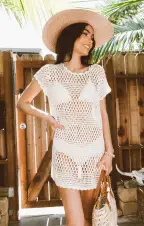 Cleo Coverup ~ White Crochet(XS)