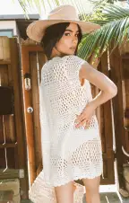 Cleo Coverup ~ White Crochet(XS)