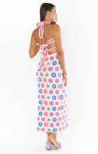 Happy Halter Midi Dress ~ Bright Multi Crochet(XS)