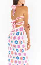 Happy Halter Midi Dress ~ Bright Multi Crochet(XS)