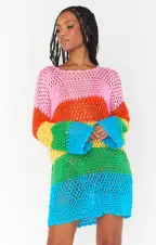 Paula Pullover ~ Bright Stripe Crochet(XS)