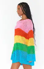 Paula Pullover ~ Bright Stripe Crochet(XS)