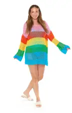 Paula Pullover ~ Bright Stripe Crochet(XS)