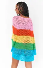Paula Pullover ~ Bright Stripe Crochet(XS)