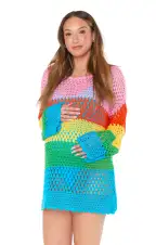 Paula Pullover ~ Bright Stripe Crochet(XS)