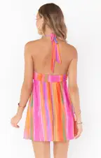 Zappa Mini Dress ~ Sunrise Stripe Mesh(XS)