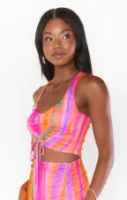 Hazy Top ~ Sunrise Stripe Mesh(XS)