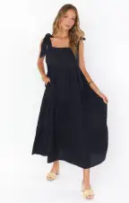 Arabella Maxi Dress ~ Black Linen(XS)