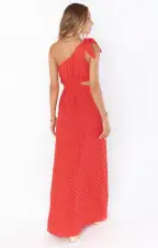 Take Me Out Maxi Dress ~ Red Eyelet(XS)