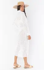 Dayton Button Down Midi Dress ~ White Eyelet(XS)