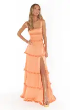 Lady Corset Dress ~ Cantaloupe Luxe Satin(XS)