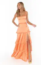 Lady Corset Dress ~ Cantaloupe Luxe Satin(XS)