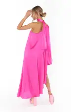 Rhea One Shoulder Dress ~ Hot Pink Luxe Satin(XS)