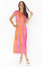 Molly Midi Dress ~ Sunrise Stripe Mesh(XS)