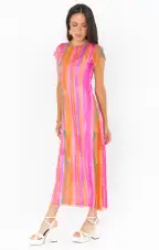 Molly Midi Dress ~ Sunrise Stripe Mesh(XS)