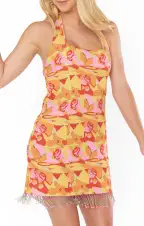 Samba Mini Dress ~ Havana Beaded Sequins(XS)