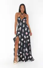 Milos Maxi Dress ~ Black Shell Luxe Satin(XS)