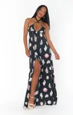 Milos Maxi Dress ~ Black Shell Luxe Satin(XS)