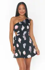 Kenz Mini Dress ~ Black Shell Luxe Satin(XS)