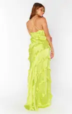 Romance Ruffle Dress ~ Citrine Luxe Satin(XS)