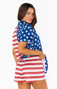 Sunday Morning PJ Set ~ American Flag Print(XS)