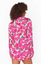 Early Riser PJ Set ~ Pink Floral Soiree Silky(XS)
