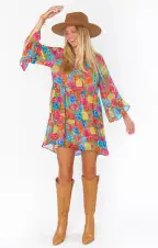 Viola Mini Dress ~ Bright Floral Soiree(XS)