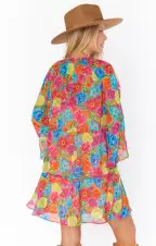 Viola Mini Dress ~ Bright Floral Soiree(XS)