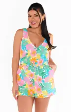 Beach Boardwalk Romper ~ Beachy Floral Terry(XS)