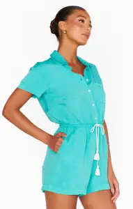 Daylight Romper ~ Teal Linen(XS)