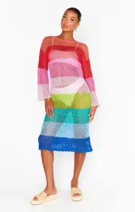 Paula Midi Coverup ~ Stripe Crochet(XS)