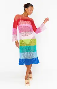 Paula Midi Coverup ~ Stripe Crochet(XS)