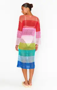 Paula Midi Coverup ~ Stripe Crochet(XS)