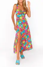Mina Midi Dress ~ Bright Floral Soiree(XS)