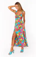 Mina Midi Dress ~ Bright Floral Soiree(XS)