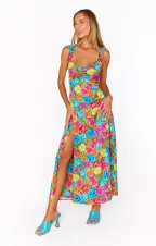 Mina Midi Dress ~ Bright Floral Soiree(XS)