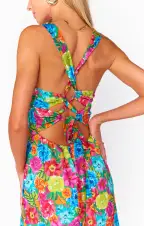 Mina Midi Dress ~ Bright Floral Soiree(XS)