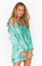 Smith Button Down ~ Aquamarine Shell Satin(XS)