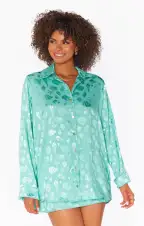 Smith Button Down ~ Aquamarine Shell Satin(XS)