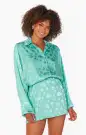 Smith Button Down ~ Aquamarine Shell Satin(XS)