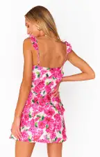 Rosa Ruffle Mini Dress ~ Pink Floral Soiree(XS)