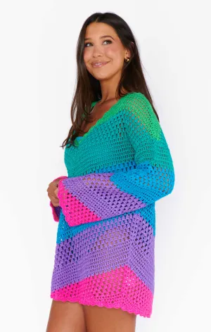 Paula V Neck Pullover ~ Chevron Stripe Crochet(XS)
